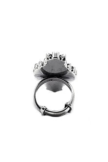 Black Rhodium Finish Kundan Ring