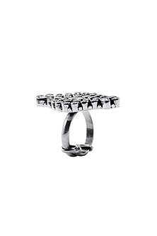 Black Rhodium Finish Kundan Ring