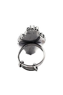 Black Rhodium Finish Turquoise Gemstone & Pearl Ring
