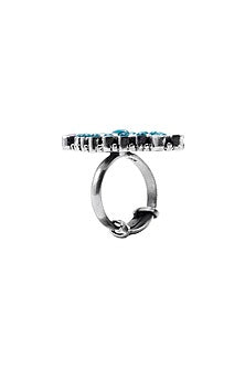 Black Rhodium Finish Turquoise Gemstone & Pearl Ring