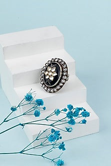 Black Rhodium Finish Onyx Ring