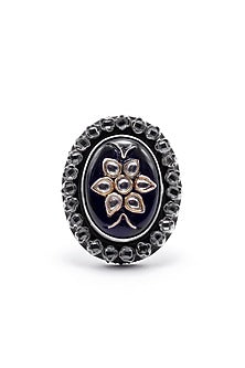 Black Rhodium Finish Onyx Ring