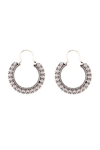 Silver Handcrafted Oxidized Earrings In Sterling Silver