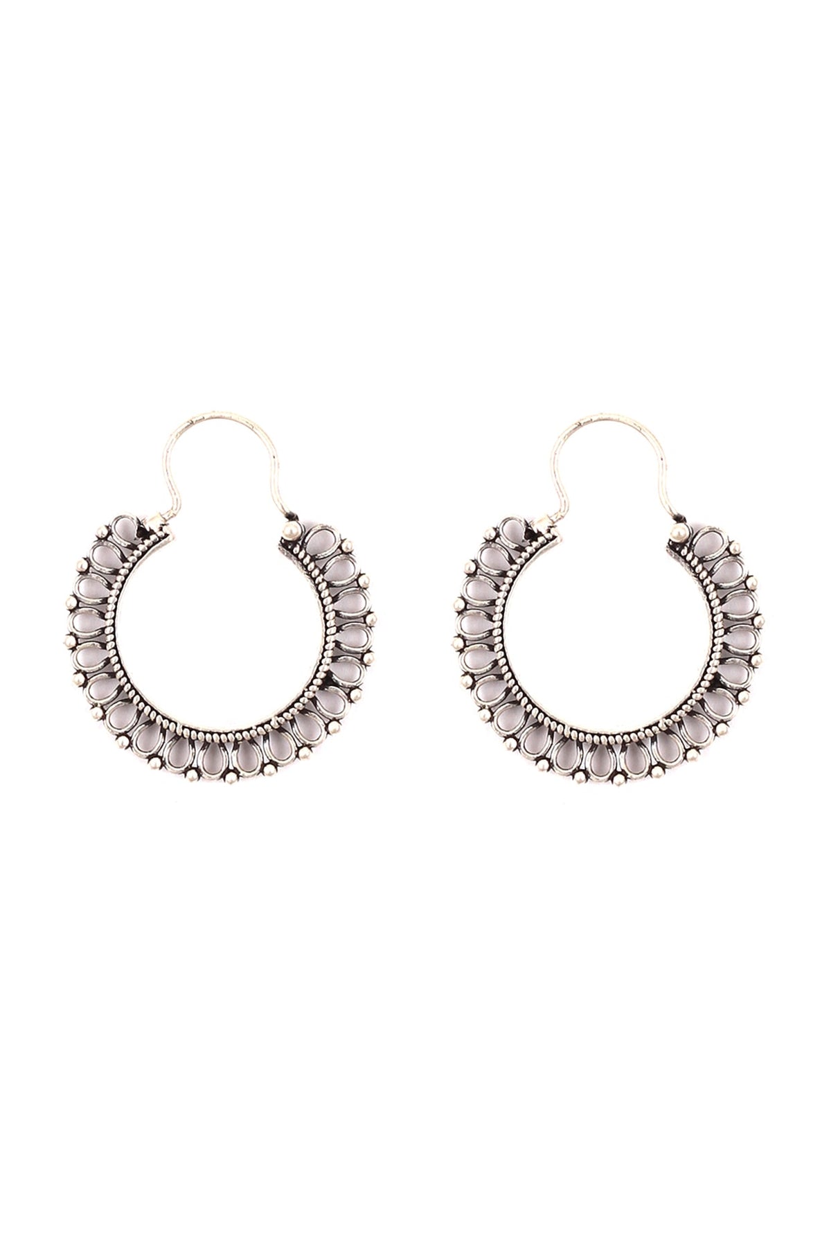 Silver Handcrafted Oxidized Earrings In Sterling Silver