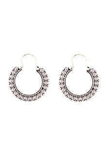 Silver Handcrafted Oxidized Earrings In Sterling Silver