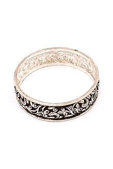 Silver Handcrafted Engraved Bracelet In Sterling Silver