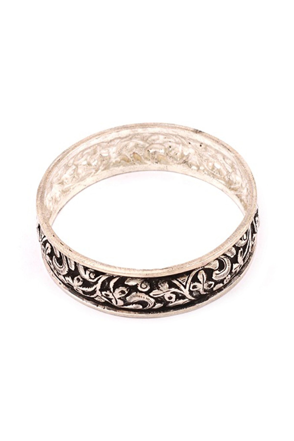 Silver Handcrafted Engraved Bracelet In Sterling Silver