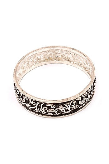 Silver Handcrafted Engraved Bracelet In Sterling Silver
