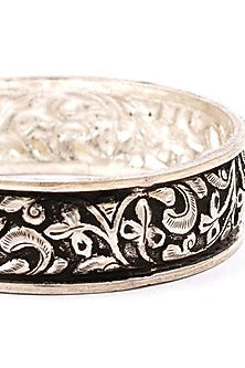 Silver Handcrafted Engraved Bracelet In Sterling Silver