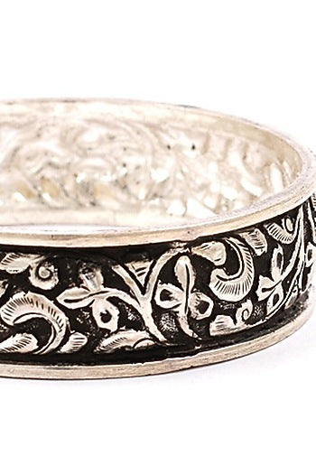 Silver Handcrafted Engraved Bracelet In Sterling Silver