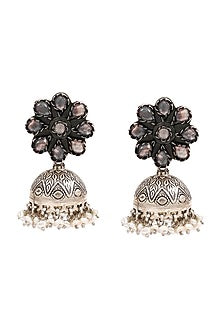 Silver Handcrafted Pearl Dangler Earrings In Sterling Silver