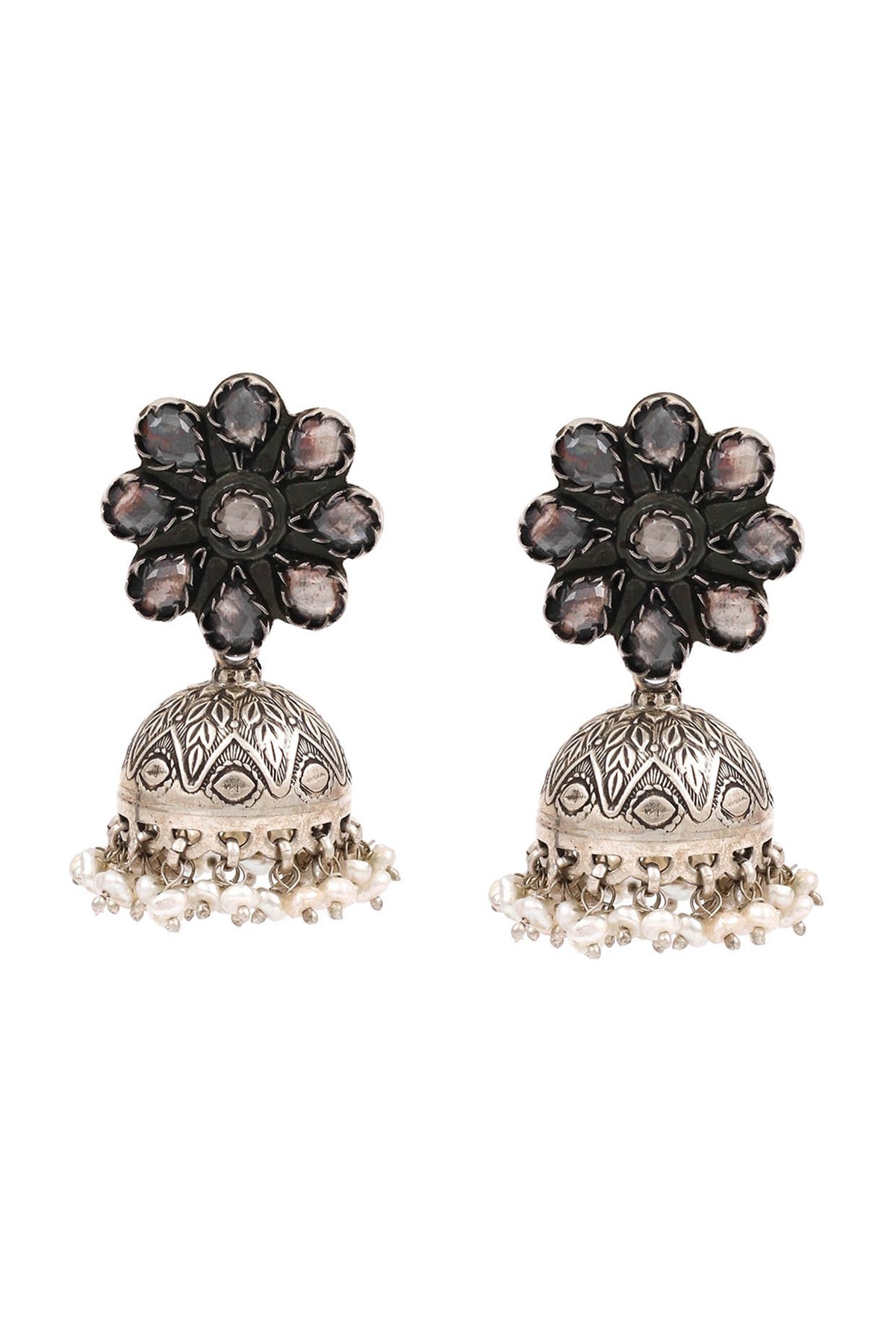 Silver Handcrafted Pearl Dangler Earrings In Sterling Silver