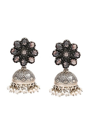 Silver Handcrafted Pearl Dangler Earrings In Sterling Silver