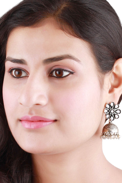 Silver Handcrafted Pearl Dangler Earrings In Sterling Silver