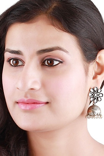 Silver Handcrafted Pearl Dangler Earrings In Sterling Silver