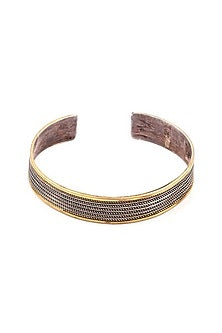 Two-Tone Finish Handcrafted Engraved Bracelet In Sterling Silver