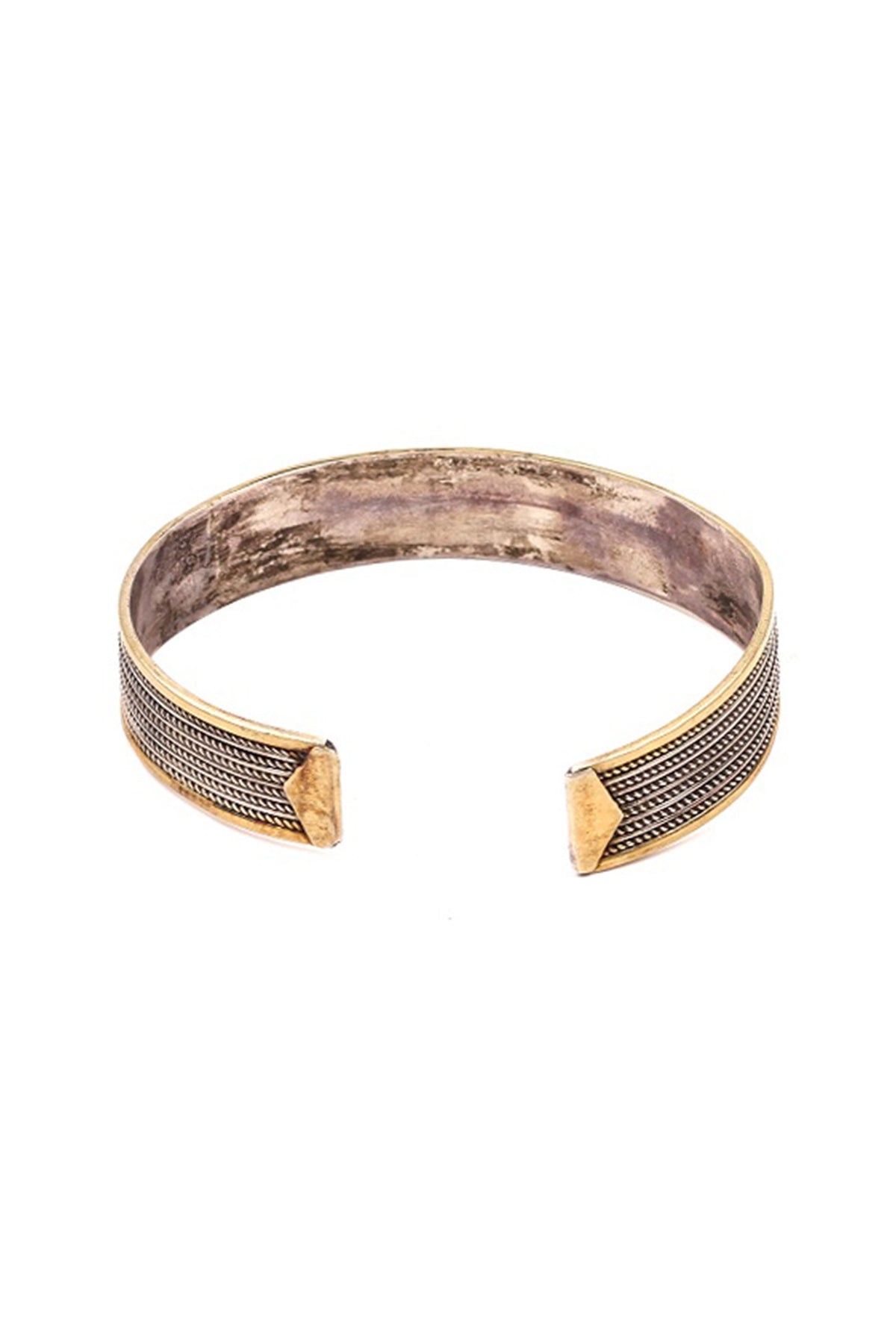 Two-Tone Finish Handcrafted Engraved Bracelet In Sterling Silver