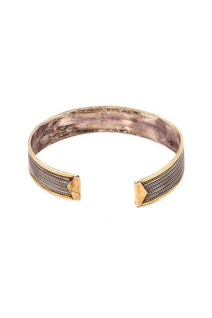 Two-Tone Finish Handcrafted Engraved Bracelet In Sterling Silver