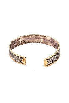 Two-Tone Finish Handcrafted Engraved Bracelet In Sterling Silver