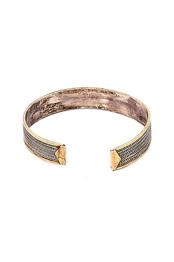 Two-Tone Finish Handcrafted Engraved Bracelet In Sterling Silver