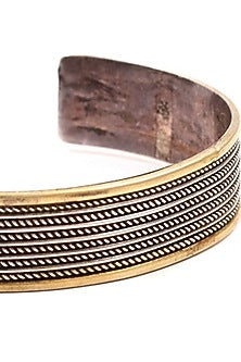 Two-Tone Finish Handcrafted Engraved Bracelet In Sterling Silver