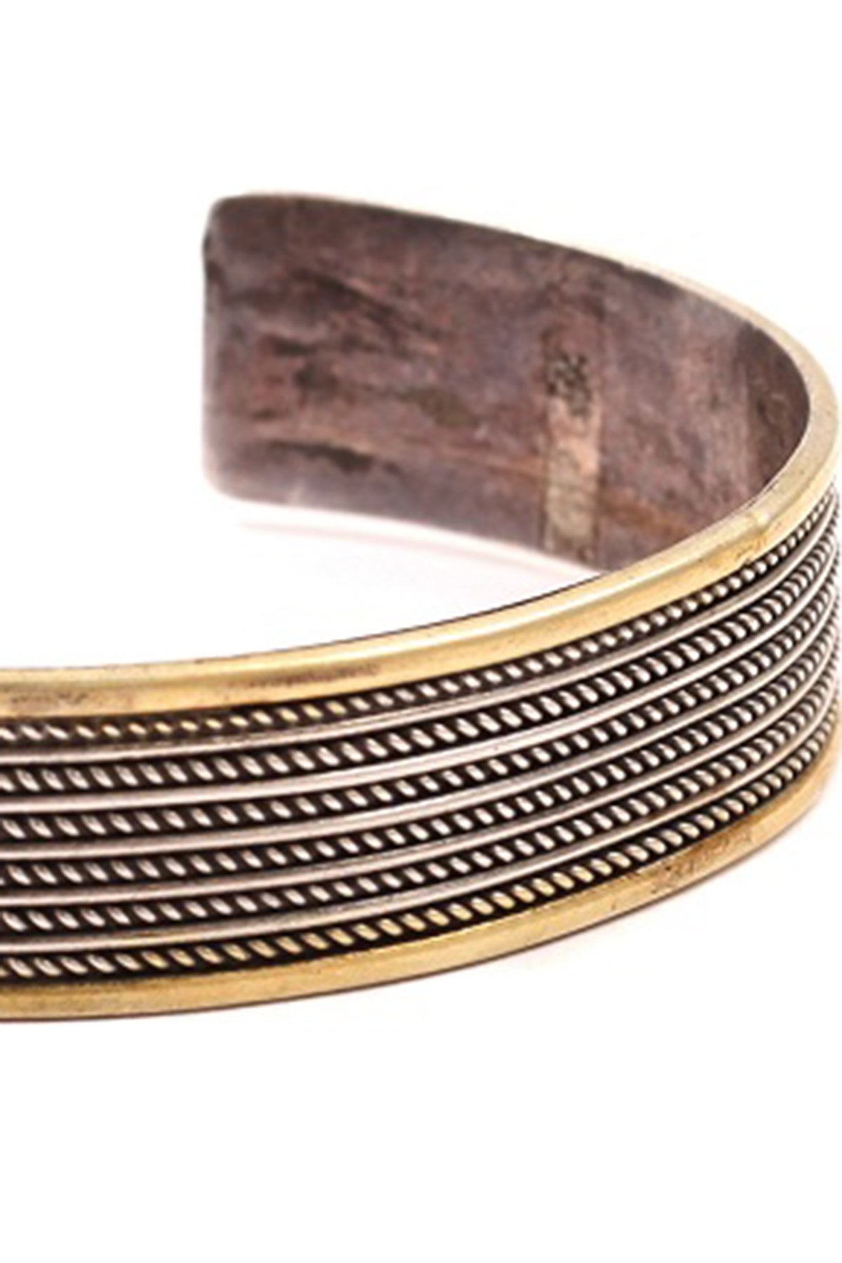 Two-Tone Finish Handcrafted Engraved Bracelet In Sterling Silver