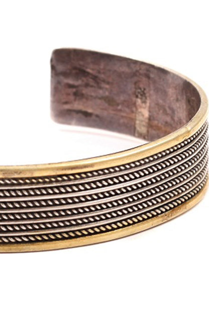 Two-Tone Finish Handcrafted Engraved Bracelet In Sterling Silver