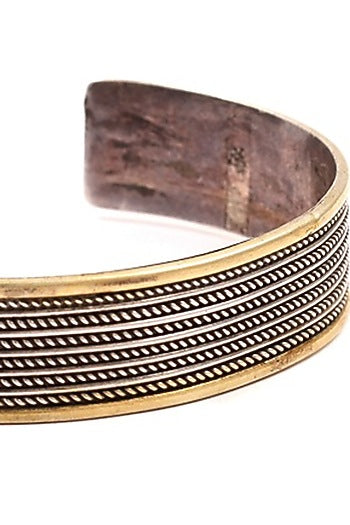 Two-Tone Finish Handcrafted Engraved Bracelet In Sterling Silver
