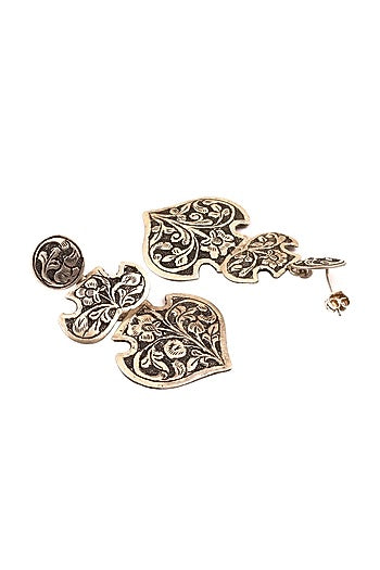 Silver Handcrafted Engraved Dangler Earrings In Sterling Silver