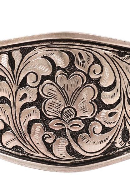 Silver Handcrafted Engraved Oxidized Adjustable Bracelet In Sterling Silver