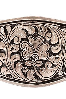 Silver Handcrafted Engraved Oxidized Adjustable Bracelet In Sterling Silver