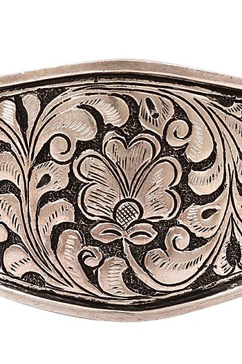 Silver Handcrafted Engraved Oxidized Adjustable Bracelet In Sterling Silver