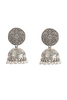 Gold Finish Handcrafted Dangler Earrings In Sterling Silver