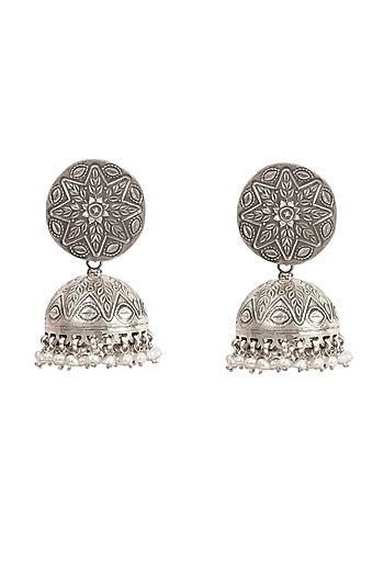 Gold Finish Handcrafted Dangler Earrings In Sterling Silver