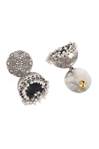 Gold Finish Handcrafted Dangler Earrings In Sterling Silver