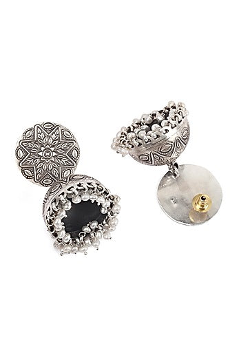 Gold Finish Handcrafted Dangler Earrings In Sterling Silver