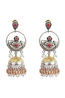 Gold Finish Handcrafted Dangler Earrings In Sterling Silver