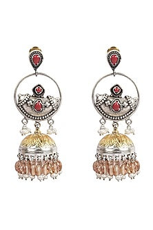 Gold Finish Handcrafted Dangler Earrings In Sterling Silver