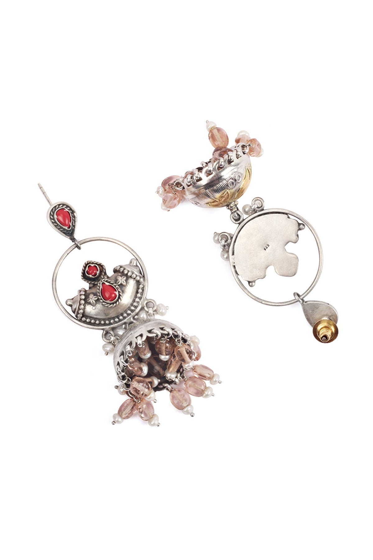 Gold Finish Handcrafted Dangler Earrings In Sterling Silver