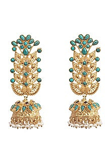 Gold Finish Handcrafted Dangler Earrings In Sterling Silver