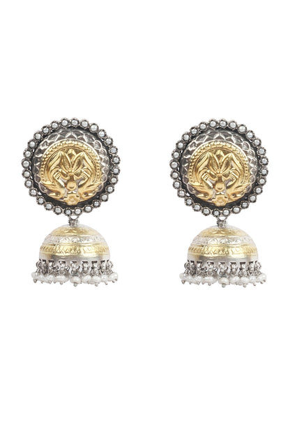 Gold Finish Handcrafted Dangler Earrings In Sterling Silver