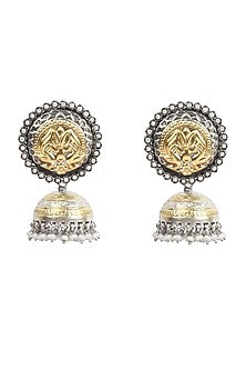 Gold Finish Handcrafted Dangler Earrings In Sterling Silver