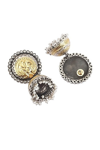 Gold Finish Handcrafted Dangler Earrings In Sterling Silver