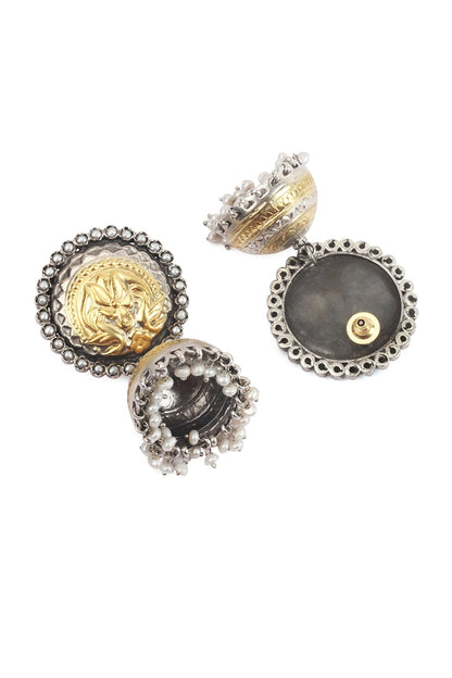 Gold Finish Handcrafted Dangler Earrings In Sterling Silver