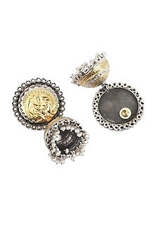 Gold Finish Handcrafted Dangler Earrings In Sterling Silver