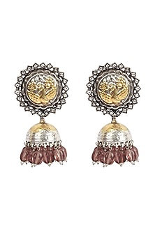 Gold Finish Handcrafted Dangler Earrings In Sterling Silver