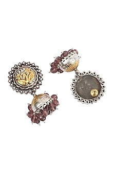 Gold Finish Handcrafted Dangler Earrings In Sterling Silver