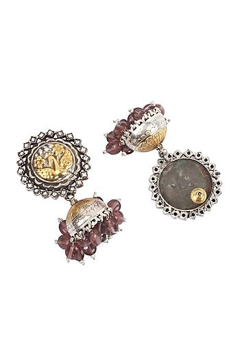 Gold Finish Handcrafted Dangler Earrings In Sterling Silver