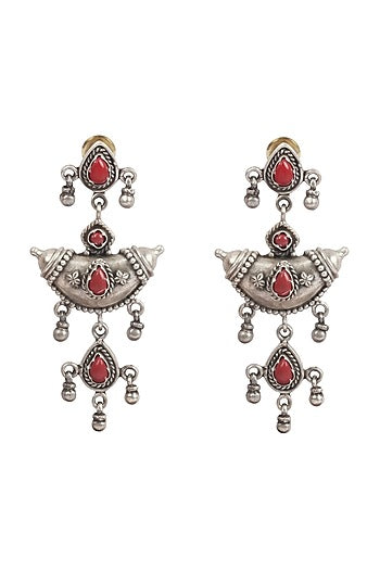 Silver Handcrafted Dangler Earrings In Sterling Silver