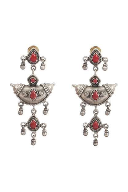 Silver Handcrafted Dangler Earrings In Sterling Silver